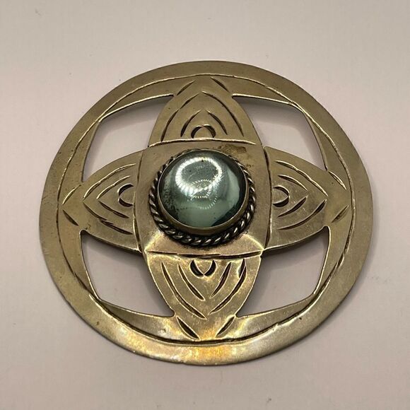 Vintage brooch medallion made in Mexico alpaca - Picture 6 of 11